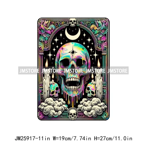 Spooky Horror Halloween Designs Killer King Ghost Death Tarot Card DTF Iron On Transfer Stickers Ready To Press For T-shirt Bags