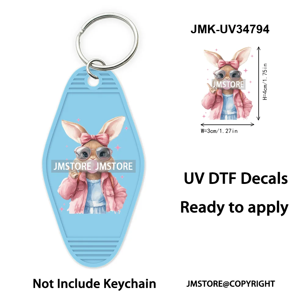 Cotton Tail Coffee Club Coquette Easter Bunny Eggs Trendy Easter Religious WaterProof UV DTF Sticker For Motel Hotel Keychain