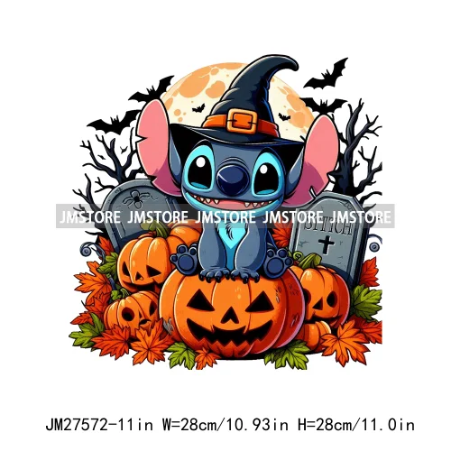 Cartoon Halloween Spooky Season Pumpkin Rip Gravestone Skull DTF Iron On Transfers Stickers Printing Ready To Press For Clothing