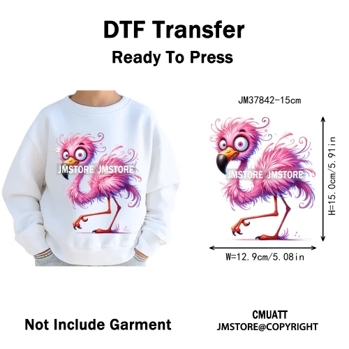 15cm 5.9in Kids Funny Hairy Cartoon Birds Animal Washable Iron on DTF Transfers Stickers Printing Ready to Press for Clothing