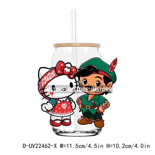 Cartoon Chicano Couple Mexican Culture UV DTF Transfers Stickers Decals For Libbey Cold Cups Mugs Tumbler Waterproof DIY Craft