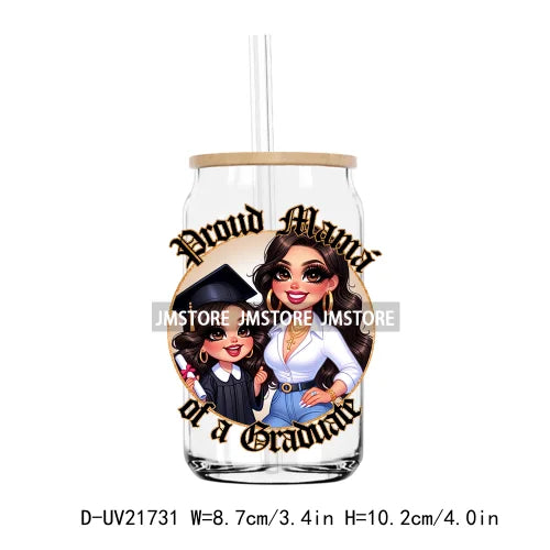 Chicano Graduation Chibi Education UV DTF Transfers Stickers Decals For Libbey Cold Cups Mugs Tumbler Waterproof DIY Craft Logo