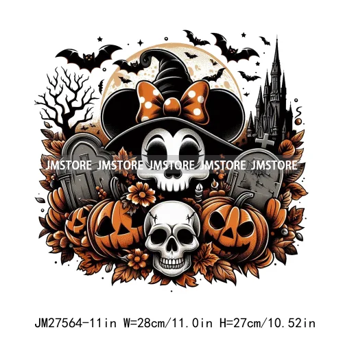 Cartoon Halloween Spooky Season Pumpkin Rip Gravestone Skull DTF Iron On Transfers Stickers Printing Ready To Press For Clothing