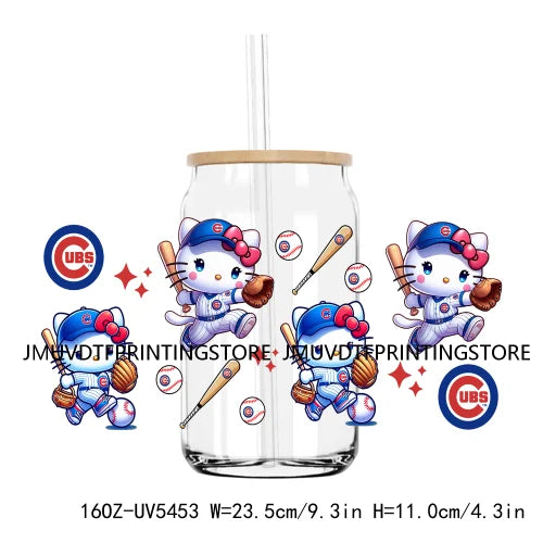 Cartoon Mouse Couple Playing Baseball UV DTF Sticker For 16OZ Libbey Glass Cup Can Wrap Transfer Stickers Custom Labels DIY Logo