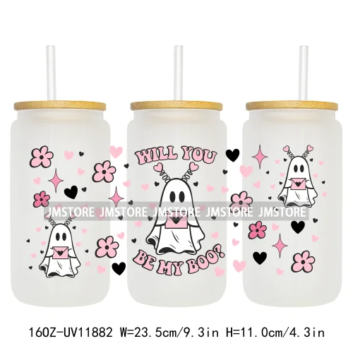 Coquette Bow Pencil 16OZ UV Cup Wrap DTF Transfer Stickers For Libbey Glass Can Cups Tumbler Cherry Heart Love Valentines Day