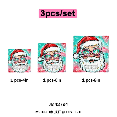 Preppy Brushstroke Gingerbread Santa Bow Tree Merry Christmas Girly Iron on DTF Transfers Stickers Ready to Press for T-shirts
