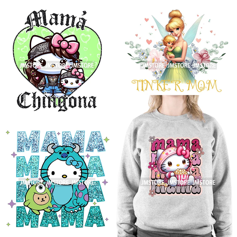 Funny Latina Mom Sayings Cartoon Chicano Chingona Mom In My Mini Era Mother's Day DTF Transfer Stickers Decals For T-shirts Bags