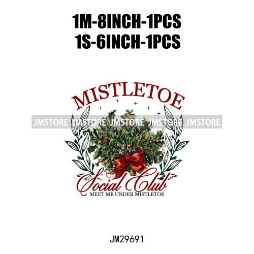 New Christmas Santa Social Club Coquette Western Boots Jolly Holiday Season Logos Iron On DTF Heat Transfer Stickers For Hoodies