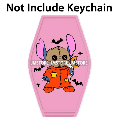 Horror Cartoon Character Halloween High Quality UV DTF Sticker Decal For Motel Hotel Keychain WaterProof Custom Spooky Season