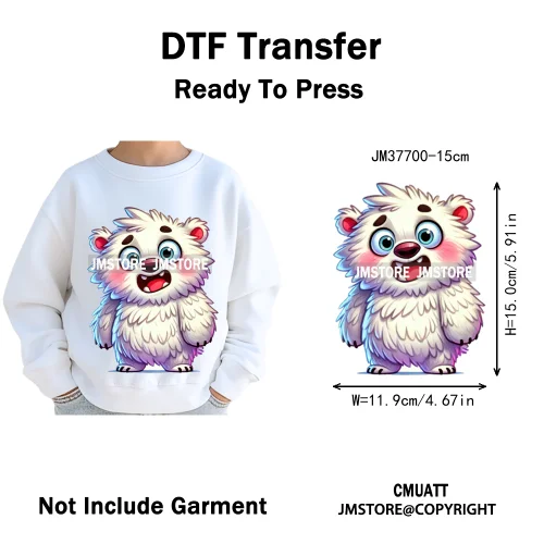 15cm 5.9in Kid Cute Silly Baby Pet Animal Iron On DTF Heat Transfer Sticker For Clothes Vinyl Thermal Washable T-Shirts Decals