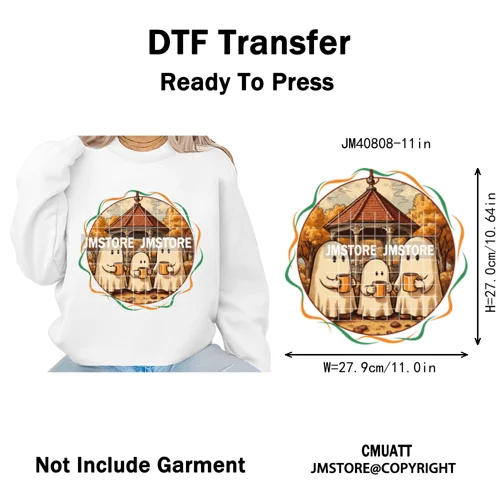 Autumn Festival Fall Season Stars Movie Girls Town Book Lover Iron on Washable DTF Transfers Stickers Ready to Press for Hoodies