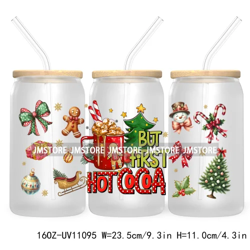 Candy Cane Christmas Club 16OZ UV DTF Cup Wrap Waterproof Transfer Stickers For Libbey Glass Can Football Mom Game Day Christmas