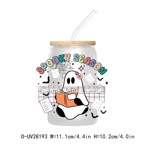 Spooky Ghost Boo Halloween Tis The Season UV DTF Transfer Stickers Decals For Libbey Cold Cup Mugs Tumbler Waterproof Book Ghoul