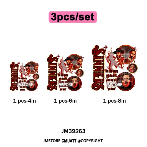 Trendy Margaritas Scary Movie Halloween Monsters Season Iron on DTF Washable Heat Transfers Stickers Ready to Press for Hoodies