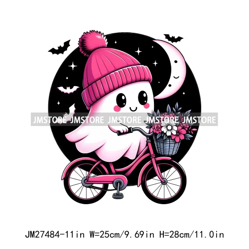 Read Books Flower Bike Music Ghost Sweet Spooky Season Halloween DTF Printing Logos Iron On Transfers Stickers For Hoodies Bags