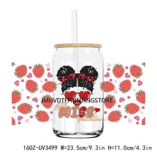 Valentine's Day Skull Skeletion Flower UV DTF Sticker For 16OZ Libbey Glass Cup Can Wrap Transfer Sticker Custom Labels DIY Logo