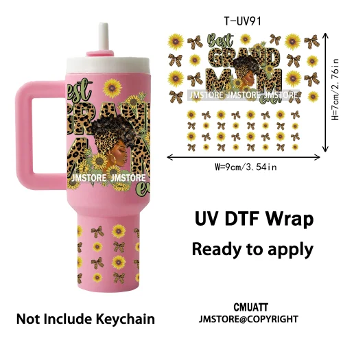 Black Mom Queen Afro African Custom UV DTF Stickers Print Tumbler Wraps Ready to Transfer Waterproof For Mini Tumbler Keychain