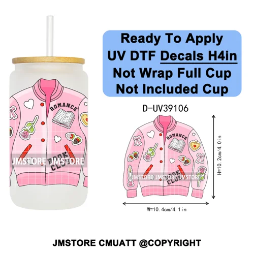 Bookish Positive Quotes Self Care UV DTF Transfer Stickers Decals Ready To Apply Waterproof For 16OZ Libbey Glass Can Tumbler