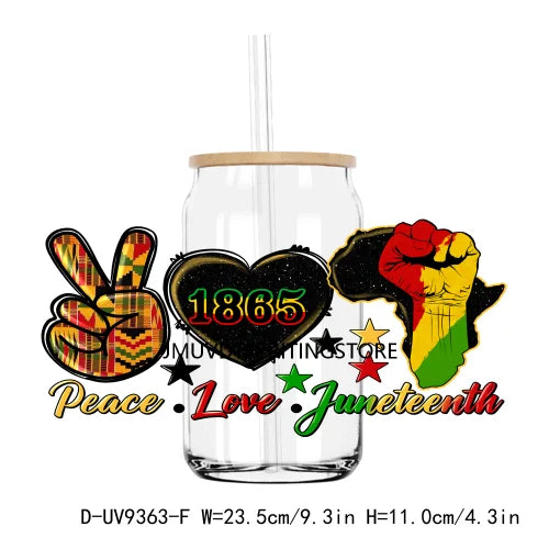 Celebrate 1865 Juneteenth Hope UV DTF Transfer Stickers Decals For Libbey Cold Cups Mug Tumbler Waterproof DIY Craft Black Power