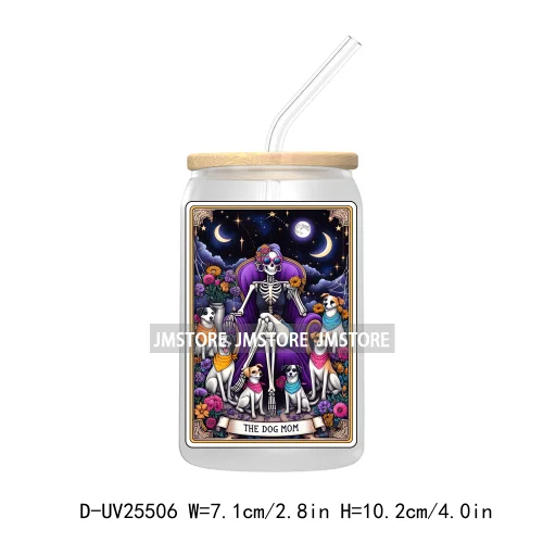 The Smoker Skeleton Tarot Card UV DTF Transfer Stickers Decals For Libbey Cold Cups Mugs Tumbler Custom Logo Labels Sugar Skull