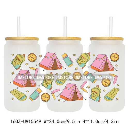 Summer Trip Girly Camping UV DTF Stickers Ready to Transfer Cup Wrap Custom Labels DIY Craft For Libbey Glass Can Mug Tumbler