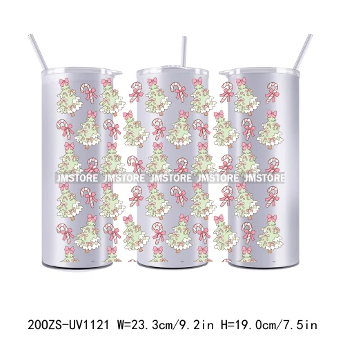 Christmas Gingerbread Reindeer 20OZ Tumbler Wraps Ready To Ship UV DTF Transfer Stickers Waterproof Prints For Skinny Tumbler