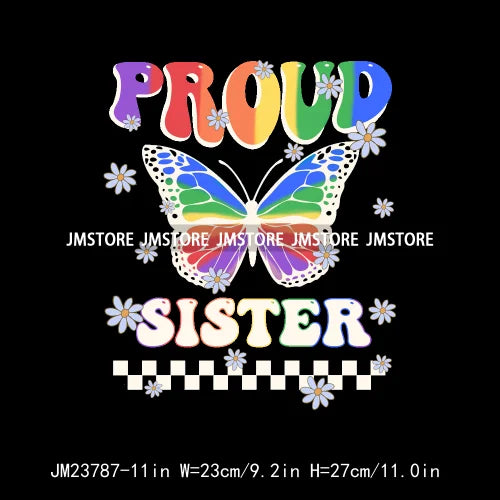 Colorful Pride Month LGBTQ Rainbow Butterfly Straight Against Hate Love Is Love Iron On DTF Transfer Stickers Logos For Clothing