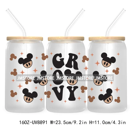 But First Coffee UV DTF Cup Wraps For 16OZ Libbey Glass Can Cups Tumbler Waterproof Labels Transfer Stickers Cartoon Mouse