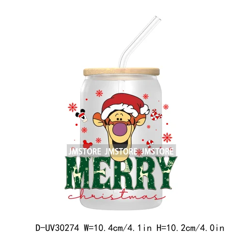 Merry Christmas Cartoon Mouse And Friends UV DTF Transfer Stickers Decals For Libbey Cold Cups Mugs Tumbler Xmas Bear Candy Cane