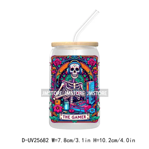 The Teacher Tarot Card UV DTF Transfer Stickers Decals For Libbey Cold Cups Mugs Tumbler Custom Logo Labels Funny Witchy Skull