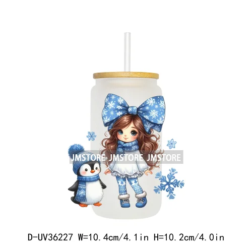 Pretty Girl With Animals UV Sticker Decals For Libbey Cold Cups Mugs Tumbler Transfer Stickers Waterproof High Quality Labels