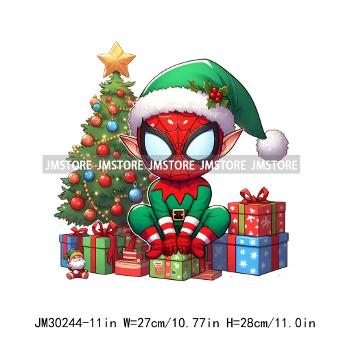 Christmas Cartoon Animal Characters Snow Holiday Santa Tree Gifts Iron On DTF Transfers Stickers Ready To Press For Sweatshirts