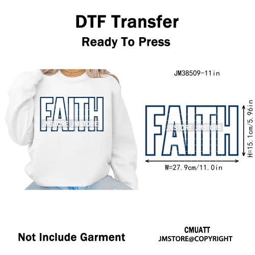 Inspirational God Faith Quotes Good Vibes Blessed Logos Iron on DTF Washable Transfers Stickers Ready to Press for T-shirts Bags