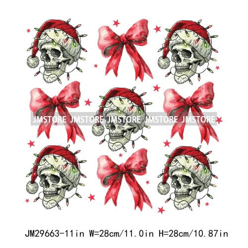Christmas Santa Red Coquette Highland Cow Xmas Holly Jolly Vibes Iron On DTF Transfers Stickers Ready To Press For T-shirts