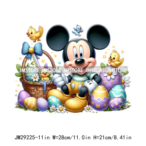 Cartoon Easter Mouse Egg Flowers Iron On DTF Transfers Stickers Ready To Press For Sweatshirt Bags