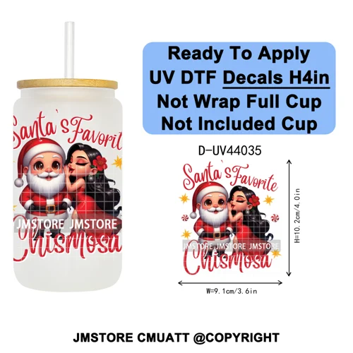 Floral Mexican Christmas Mama UV DTF Transfer Stickers Decals Ready To Apply Good Quality Prints For Libbey Cold Cup Mug Tumbler