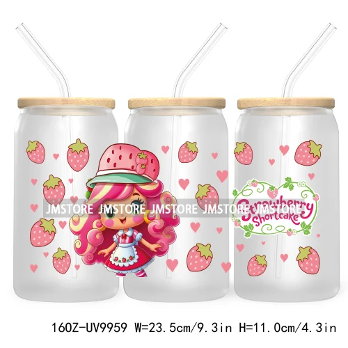 Cartoon Princess Floral Flowers 16OZ UV DTF Cup Wrap Transfer Stickers Custom Labels Waterproof For Libbey Glass Can Best Friend