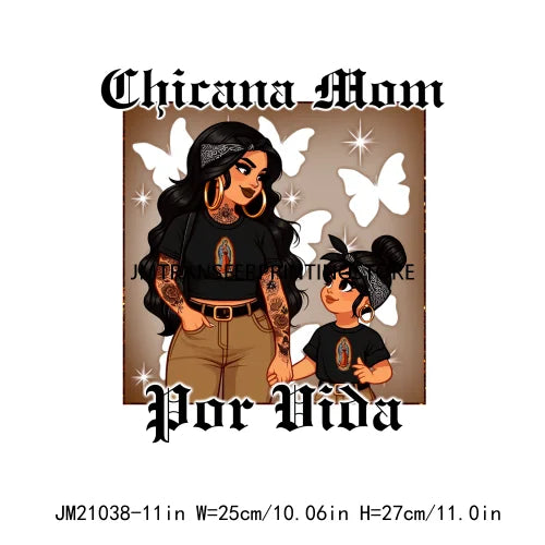 Mexican Chicana Mama Daughter Son Decals Proud Latina Mamacita Chingona Heat Transfer Stickers Ready To Press For T-shirts Bags