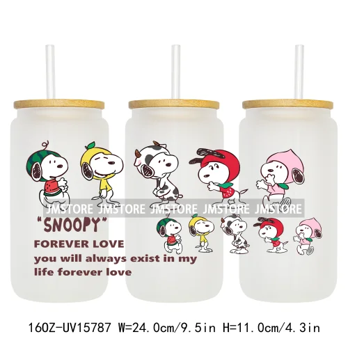 Retro Puppy Cartoon Best Friends 16OZ UV DTF Cup Wraps Ready To Apply Waterproof Transfer Stickers For Libbey Glass Can Tumbler
