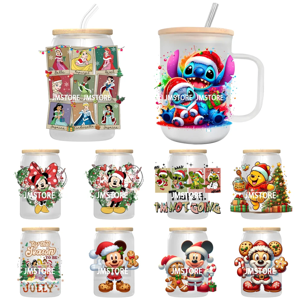 Christmas Vibes Cartoon Mouse Friends UV DTF Transfer Stickers Decals For Libbey Cold Cups Mugs Tumbler Labels Magical Kingdom