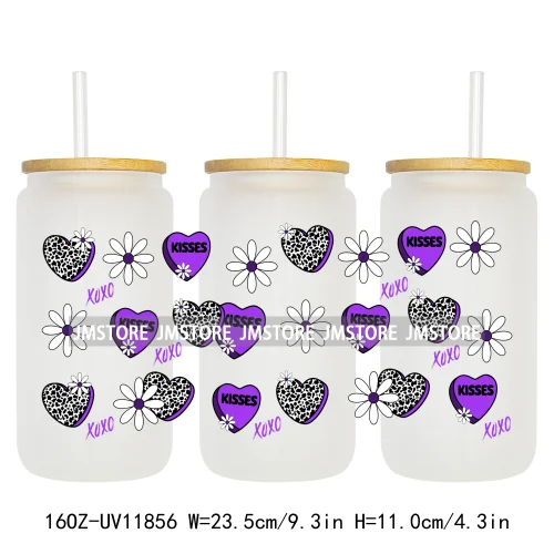 Western Puppy Cat Dog Valentines Day 16OZ UV DTF Cup Wrap Transfer Stickers Custom Labels Waterproof Logo For Libbey Glass Can