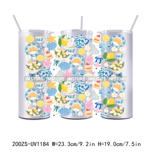 Floral Fruit Bookish Affirmation 20OZ Tumbler Wraps Ready To Ship UV DTF Transfer Stickers Waterproof Prints For Skinny Tumbler