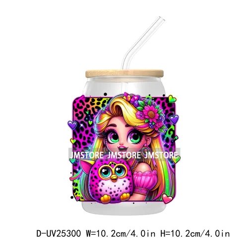 Cute Cartoon Princess Mermaid UV DTF Transfer Stickers Decals For Libbey Cold Cups Mugs Durable Waterproof Custom Logo Labels