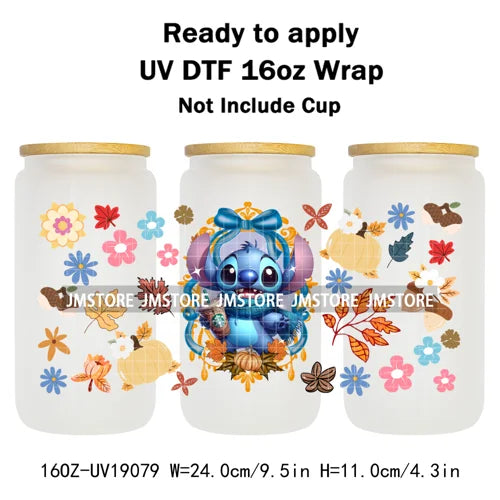 Trendy Girls Coffee Cartoon Bears 16OZ UV DTF Cup Wraps Ready To Apply Waterproof Transfer Stickers For Libbey Glass Can Tumbler