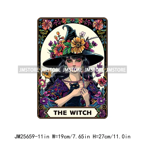 Trendy Witch Chancla Cowgirl Spill The Tea Sarcastic Adult Humor Tarot Card DTF Iron On Heat Press Transfer Stickers For T-shirt