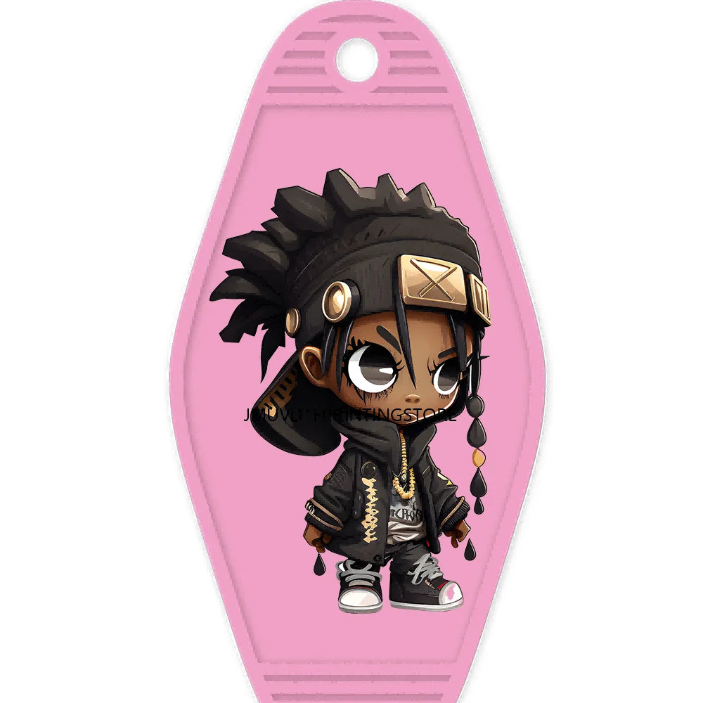 Cool Afro Boy Prince Magic High Quality WaterProof UV DTF Sticker For Motel Hotel Keychain Fashion Black Kids