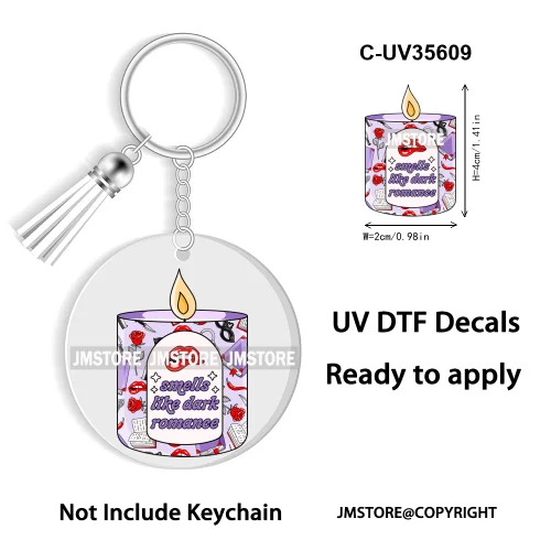 Spicy Books Positive Quotes Romance Book Club WaterProof Logo Ready To Apply UV DTF Stickers For Round Circle Keychain Keyring