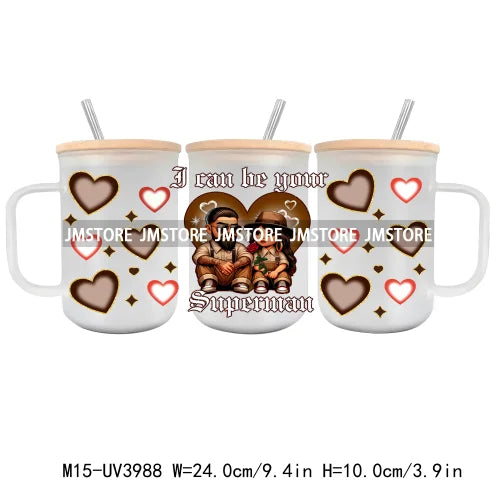 Valentine Chicano Couple UV DTF Sticker For 15OZ Mug Libbey Glass Cup Can Wrap Transfer Stickers Custom Labels DIY Logo Mexican