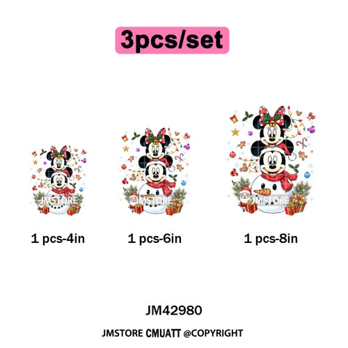 Very Merry Christmas Party Cartoon Princess Kids Friends Winter Gifts Iron on DTF Transfers Stickers Ready to Press for Textiles