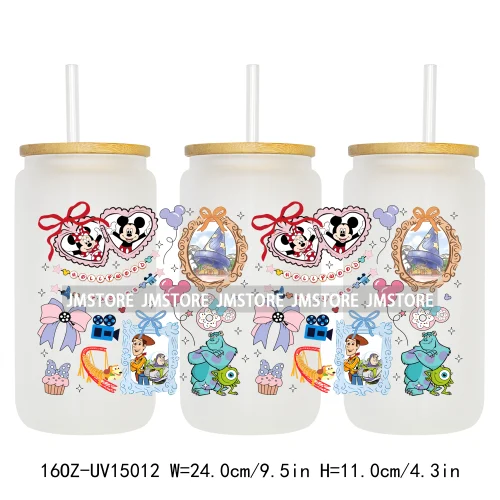 Magical Mirror Cartoon Coquette Bow 16OZ UV DTF Cup Wraps Ready To Apply Waterproof Transfer Stickers For Libbey Glass Can Mugs